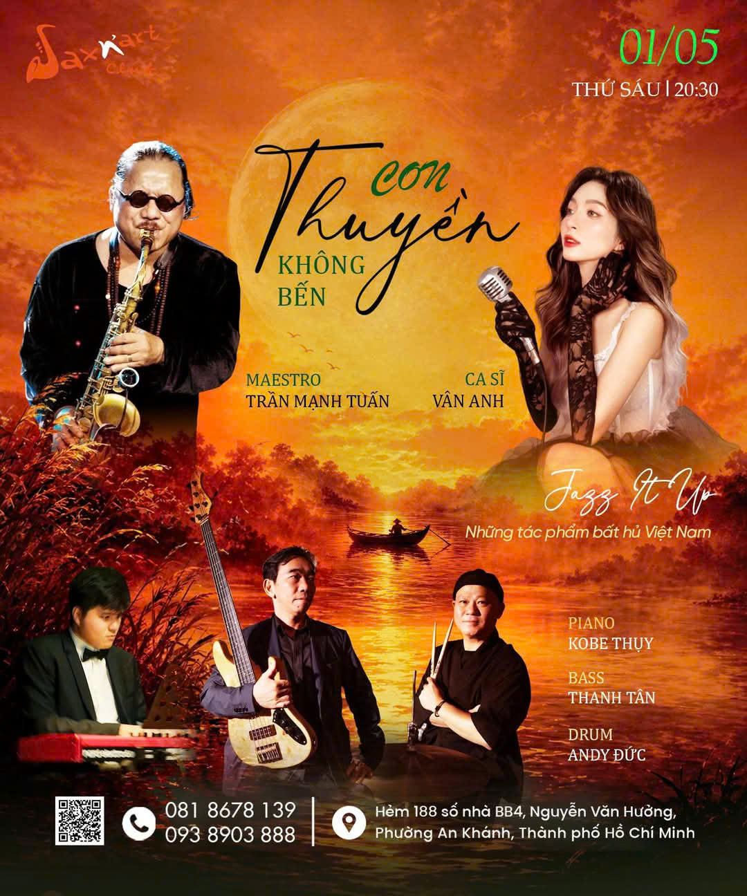 🌊 𝐂𝐎𝐍 𝐓𝐇𝐔𝐘𝐄̂̀𝐍 𝐊𝐇𝐎̂𝐍𝐆 𝐁𝐄̂́𝐍 | 𝐒𝐀𝐗𝐍'𝐀𝐑𝐓 𝐂𝐋𝐔𝐁  📅 𝗙𝗿𝗶𝗱𝗮𝘆, 𝟬𝟭/𝟬𝟱 | 𝗦𝗵𝗼𝘄𝘁𝗶𝗺𝗲: 𝟵:𝟬𝟬 𝗣𝗠 – 𝟭𝟭:𝟬𝟬 𝗣𝗠