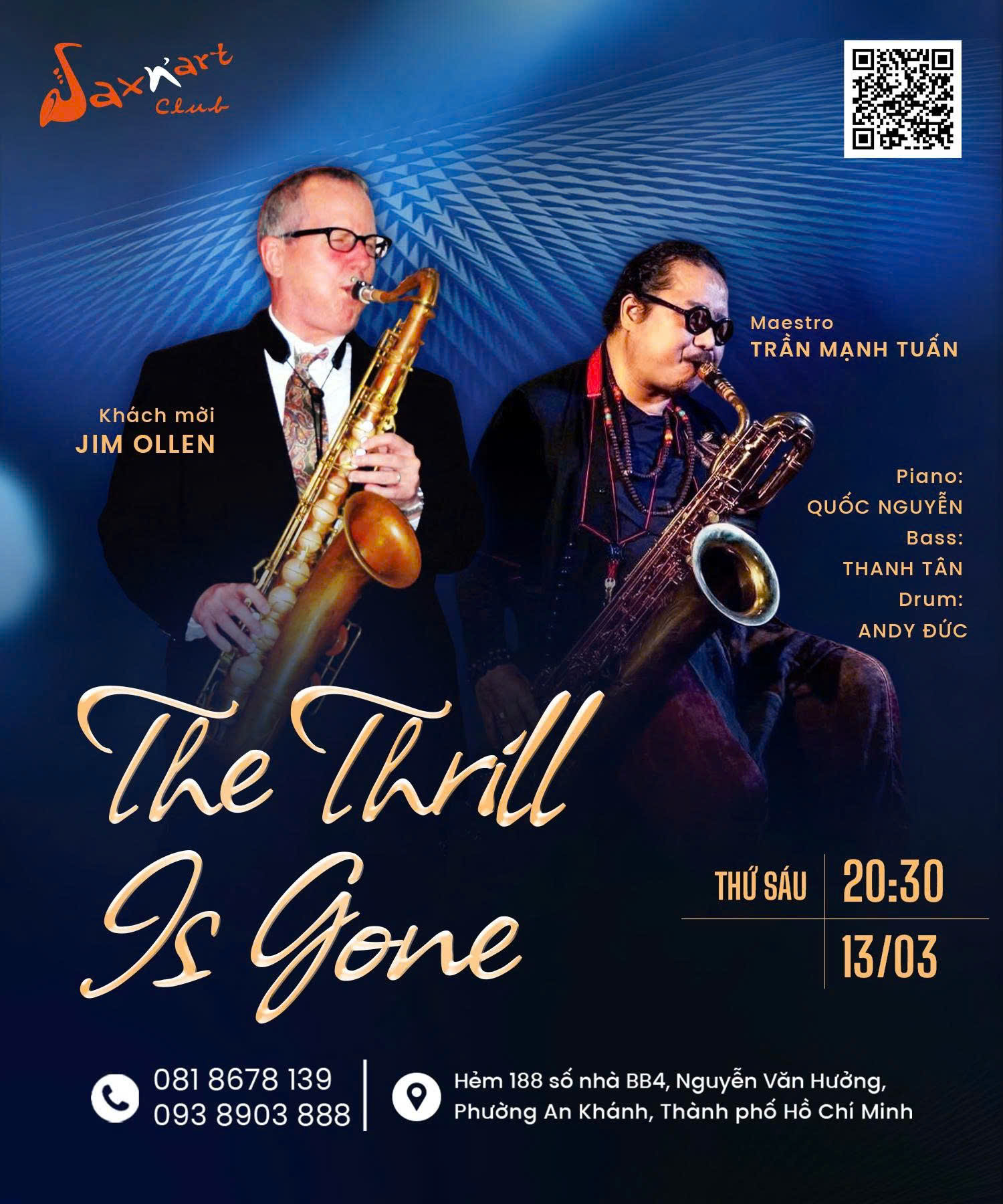 🎶 𝐓𝐇𝐄 𝐓𝐇𝐑𝐈𝐋𝐋 𝐈𝐒 𝐆𝐎𝐍𝐄 | 𝐒𝐀𝐗𝐍’𝐀𝐑𝐓 𝐂𝐋𝐔𝐁 🎶  📅 𝐓𝐡𝐮̛́ 𝐒𝐚́𝐮, 𝟏𝟑/𝟎𝟑 | 𝐒𝐡𝐨𝐰𝐭𝐢𝐦𝐞: 𝟗:𝟎𝟎 𝐏𝐌 – 𝟏𝟏:𝟎𝟎 𝐏𝐌