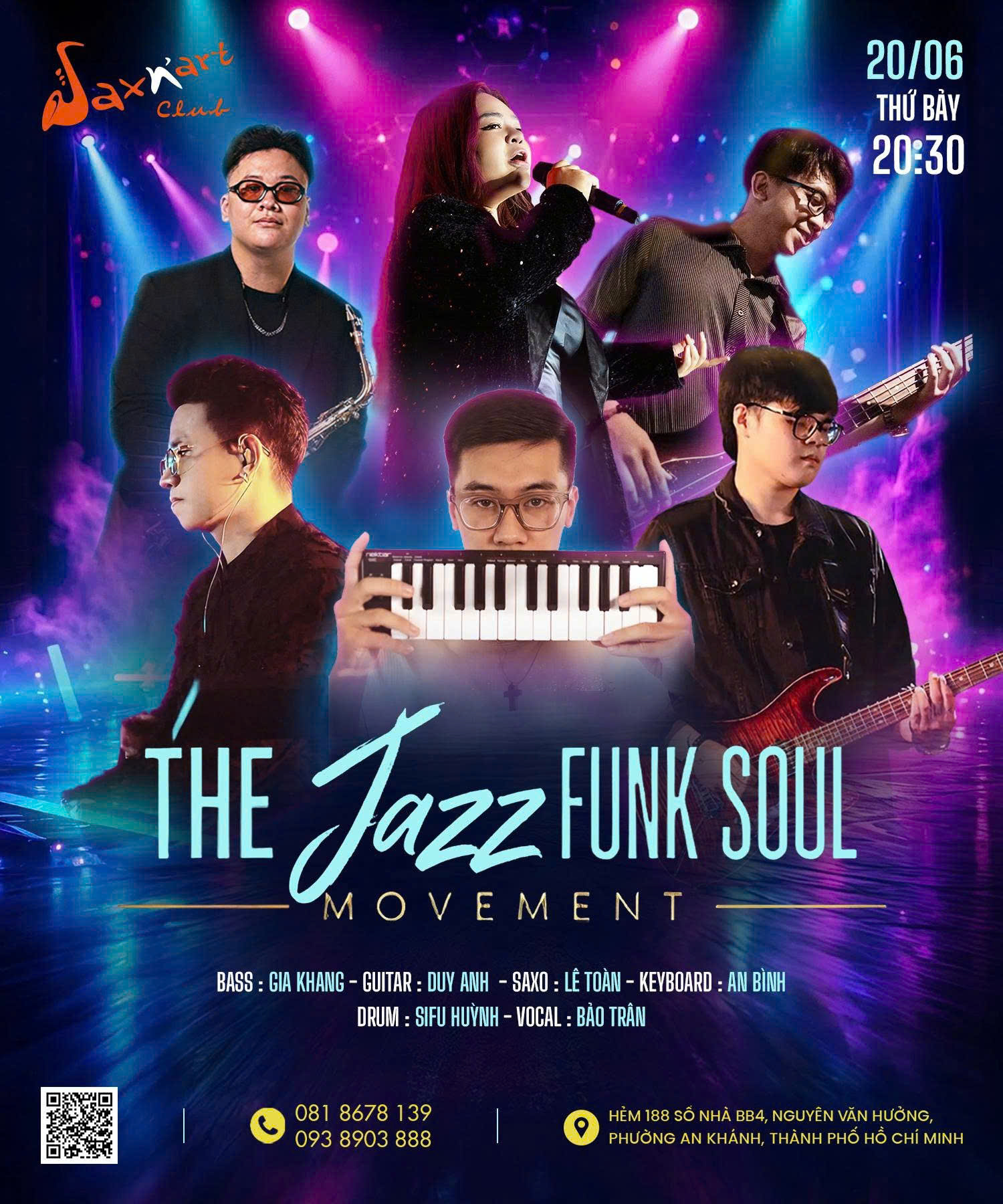 🌙 𝐓𝐇𝐄 𝐉𝐀𝐙𝐙 – 𝐅𝐔𝐍𝐊 – 𝐒𝐎𝐔𝐋 𝐌𝐎𝐕𝐄𝐌𝐄𝐍𝐓 | 𝐒𝐀𝐗𝐍’𝐀𝐑𝐓 𝐂𝐋𝐔𝐁 📅 𝐓𝐡𝐮̛́ 𝟕 𝟐𝟎.𝟎𝟔 | 𝐒𝐡𝐨𝐰𝐭𝐢𝐦𝐞: 𝟗:𝟎𝟎 𝐏𝐌 – 𝟏𝟏:𝟎𝟎 𝐏𝐌