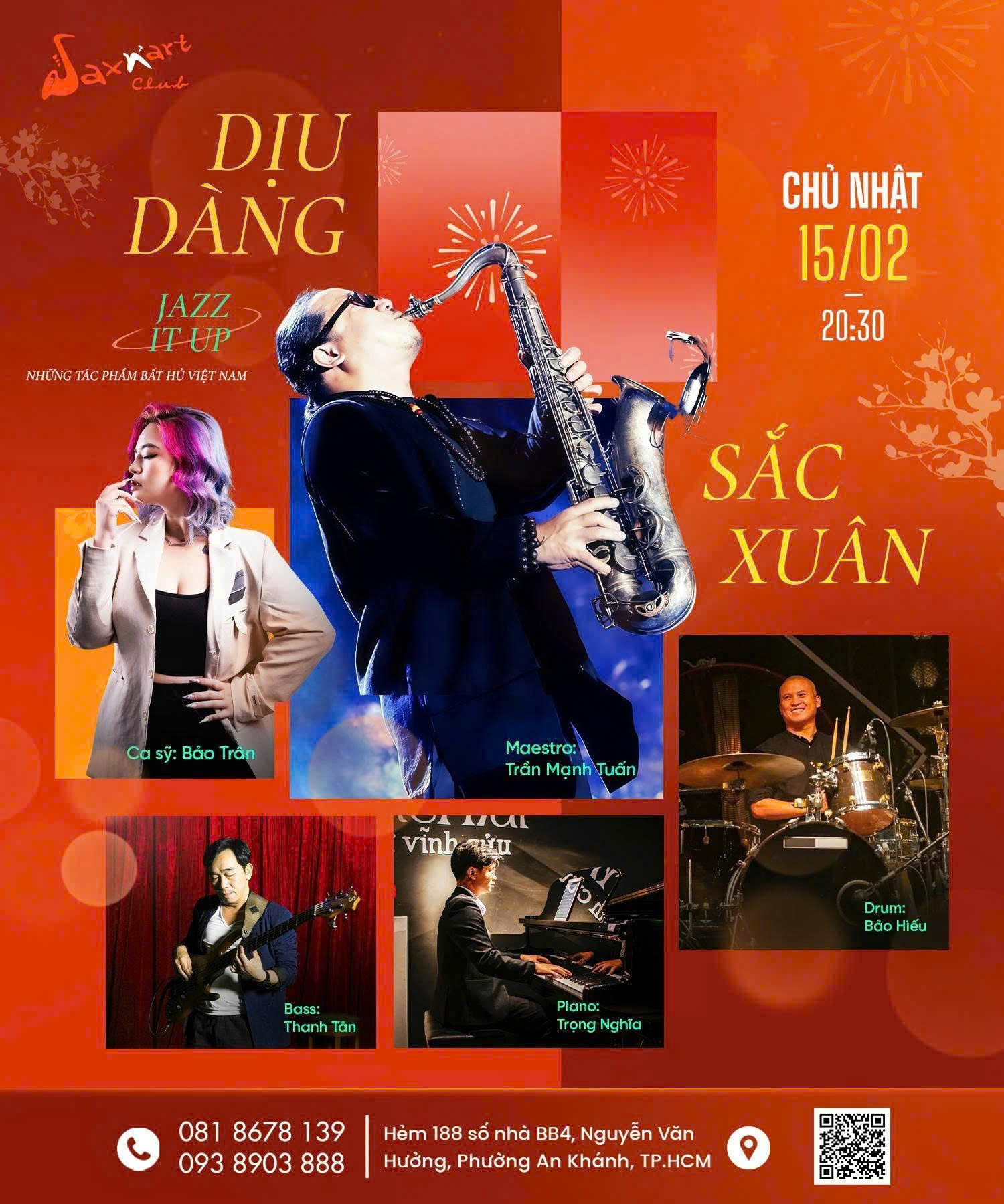 🎶 𝐃𝐈̣𝐔 𝐃𝐀̀𝐍𝐆 𝐒𝐀̆́𝐂 𝐗𝐔𝐀̂𝐍 | 𝐒𝐚𝐱𝐍’𝐀𝐫𝐭 𝐂𝐥𝐮𝐛  📅 𝐂𝐡𝐮̉ 𝐧𝐡𝐚̣̂𝐭 𝟏𝟓/𝟎𝟐 | 𝐒𝐡𝐨𝐰𝐭𝐢𝐦𝐞: 𝟗:𝟎𝟎 𝐏𝐌 – 𝟏𝟏:𝟎𝟎 𝐏𝐌